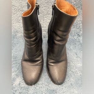 Womens Maje Size 38 Black Leather Heeled Ankle Boots With Side Zipper